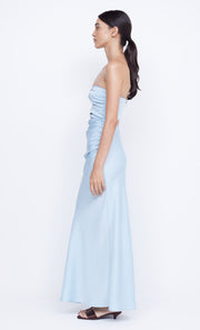 Rochelle Twist Strapless Maxi Dress in Dusty Blue by Bec + Bridge