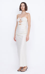 Rochelle Twist Strapless Maxi Bridesmaid Formal Dress in Sand by Bec + Bridge