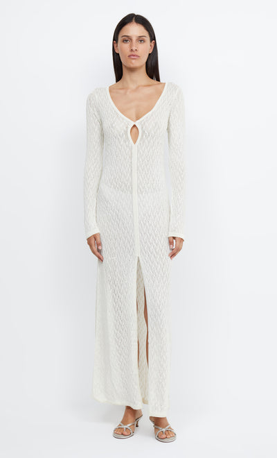 SAMMY KEY KNIT LONG SLEEVE MAXI  - IVORY