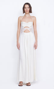 Santal Halter Lace Cutout Maxi Dress in Ivory White by Bec + Bridge