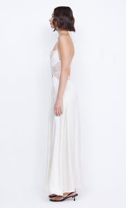 Santal Halter Lace Cutout Maxi Dress in Ivory White by Bec + Bridge