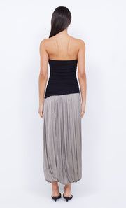 SERENE STRAPLESS MAXI DRESS - BLACK/TAUPE