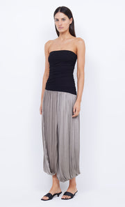 SERENE STRAPLESS MAXI DRESS - BLACK/TAUPE