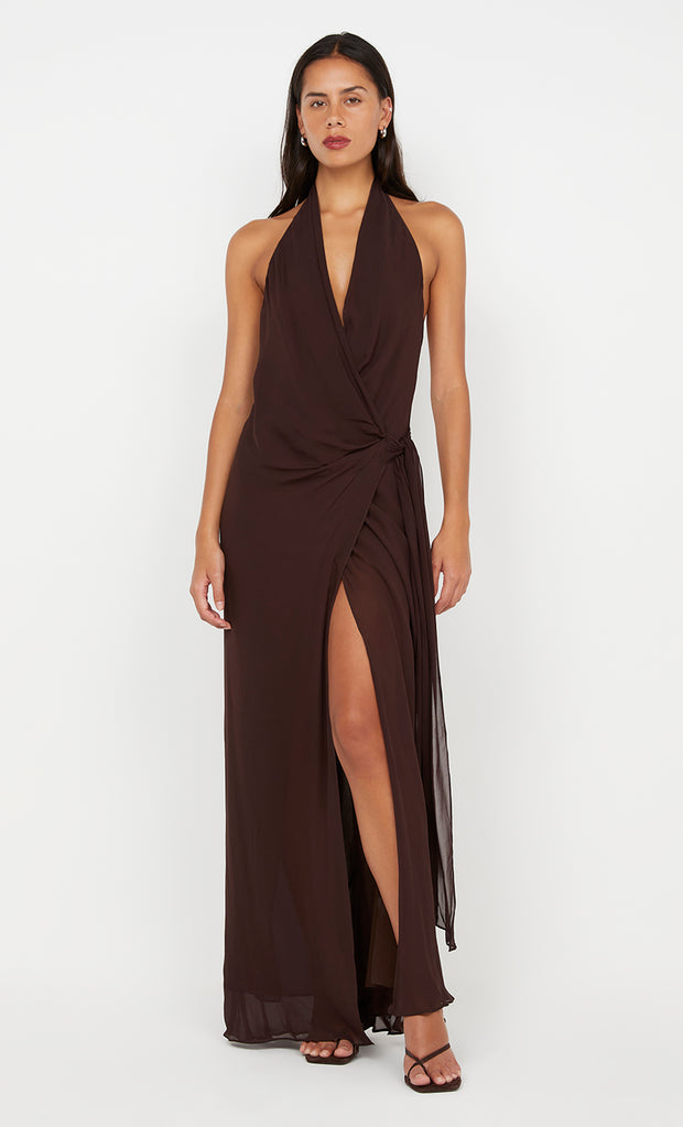 SONEVA WRAP DRESS - DARK CHOCOLATEOLATE