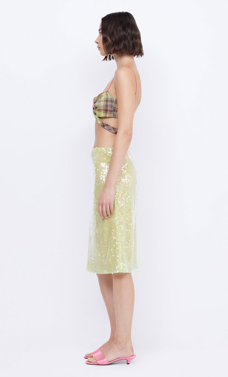 VENUS SEQUIN MIDI SKIRT - CITRUS