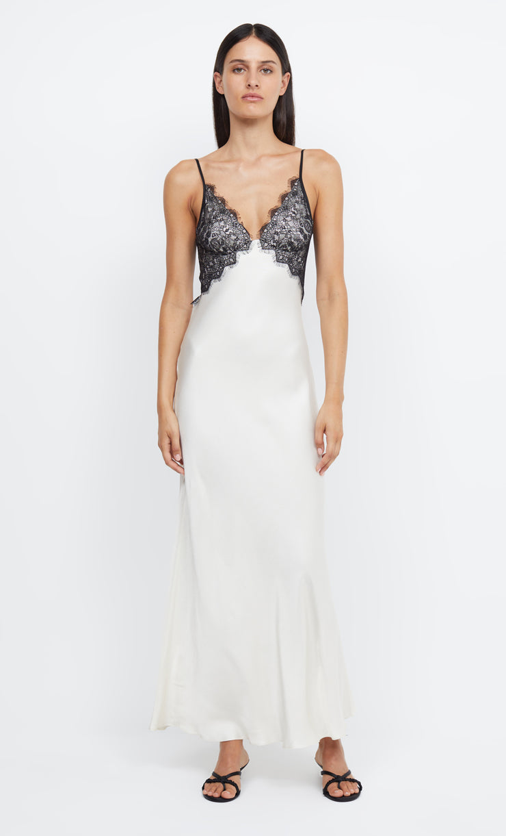 Emery White Maxi Dress with Black Lace Detail by Bec + Bridge