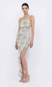 Zephy Asym Mini Dress with Diamente in Blue Blossom Print by Bec + Bridge