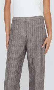 ZURI STRAIGHT LEG PANT - TAUPEE/IVORY STRIPE
