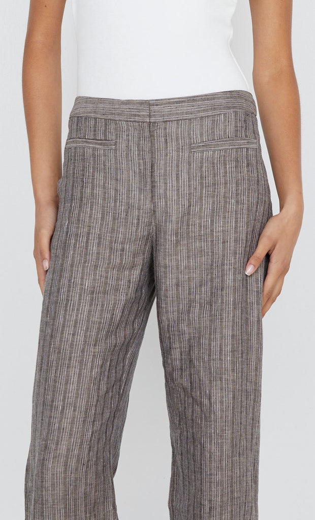 ZURI STRAIGHT LEG PANT - TAUPEE/IVORY STRIPE
