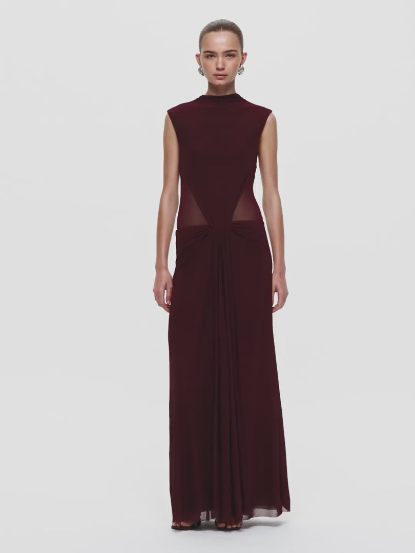 ODEA GATHERED MAXI DRESS - PLUM