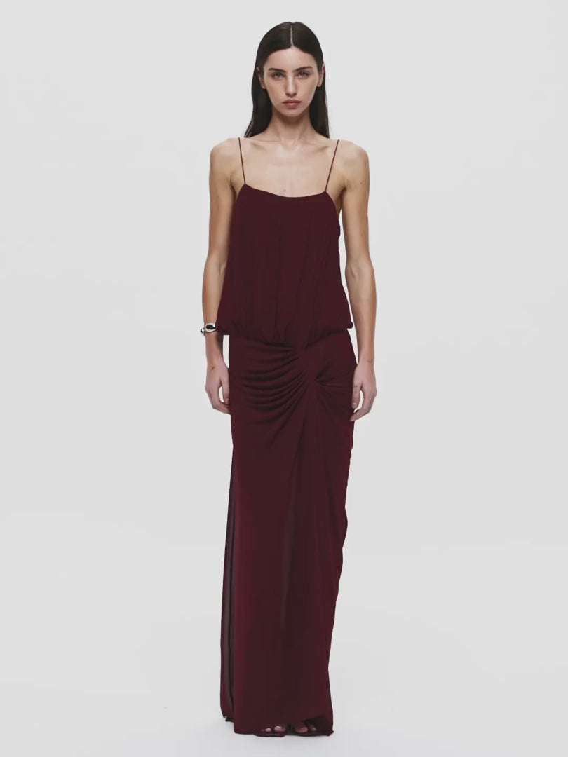 KORA BLOUSON MAXI DRESS - PLUM