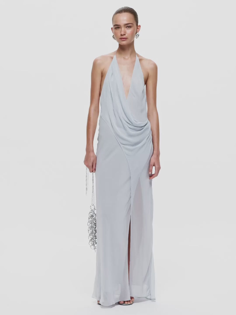 SABRINA DRAPE MAXI DRESS - BLUE SMOKE