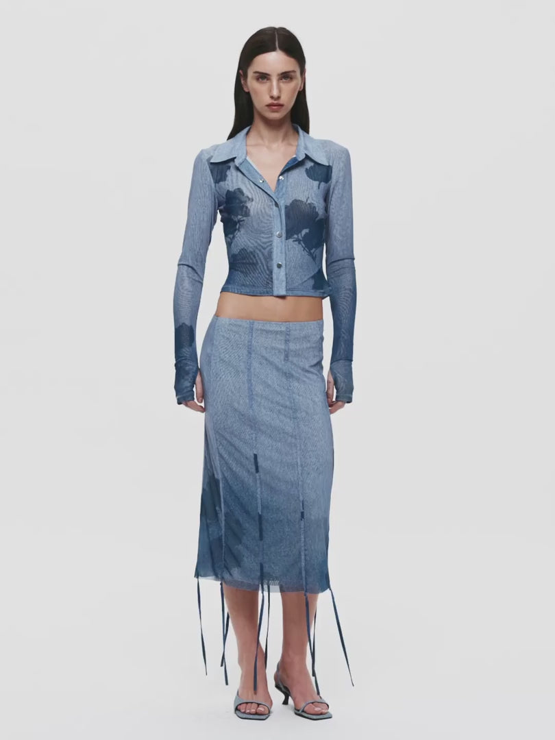 MUSA MIDI SKIRT - DENIM FLORAL
