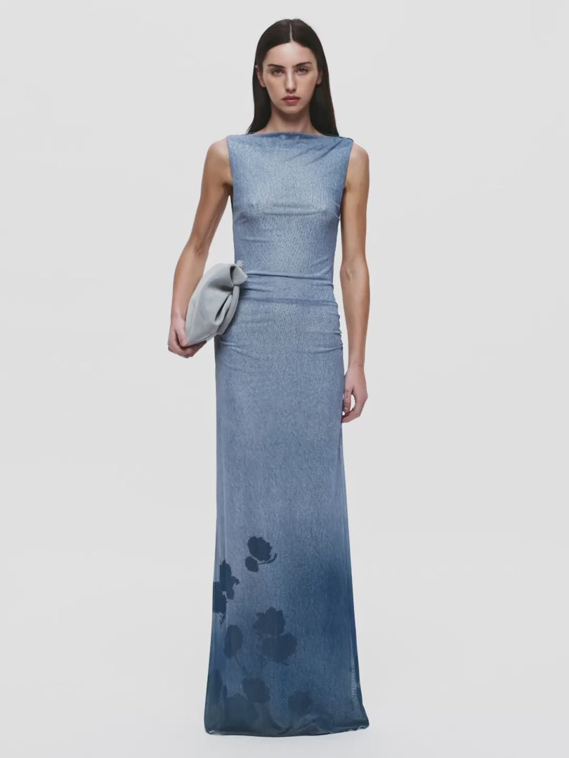 MUSA MAXI DRESS - DENIM FLORAL