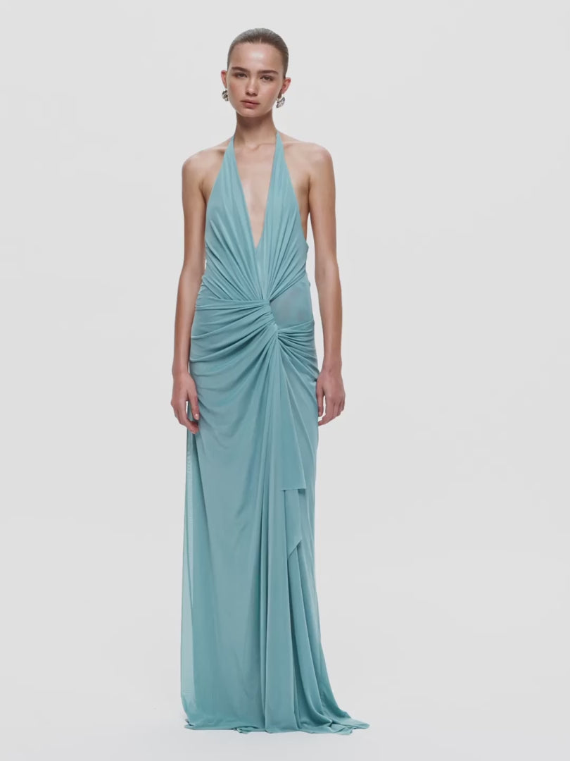 XANTHI V NECK MAXI DRESS - BERMUDA BLUE