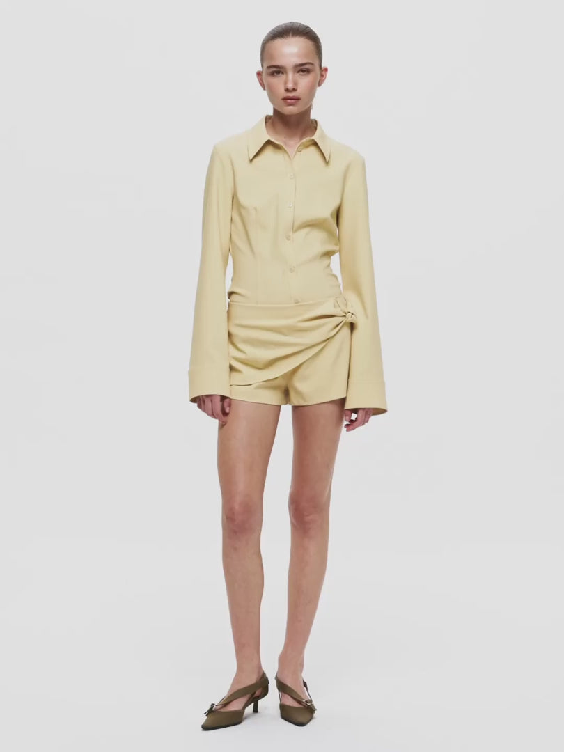 ELENORA LONG SLEEVE TOP - STRAW