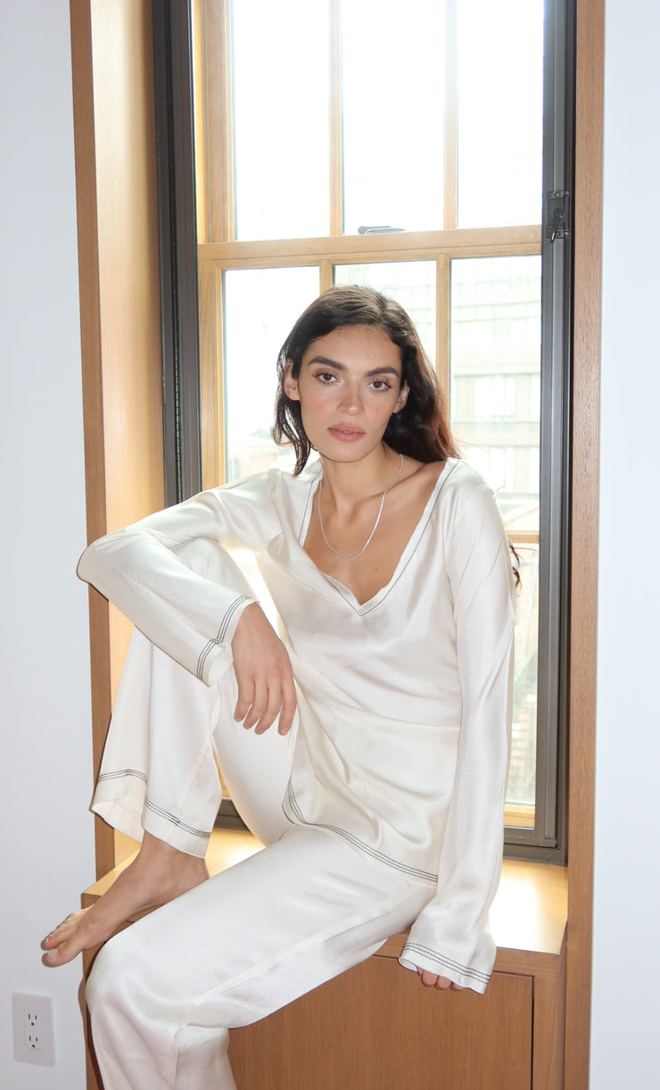 TILLIE LONG SLEEVE TOP - IVORY