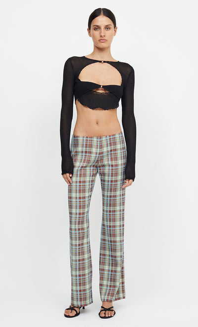 VERONICA LONG SLEEVE KNIT CROP TOP - BLACK