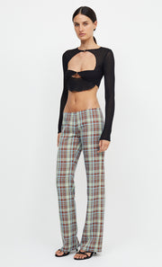 VERONICA LONG SLEEVE KNIT CROP TOP - BLACK