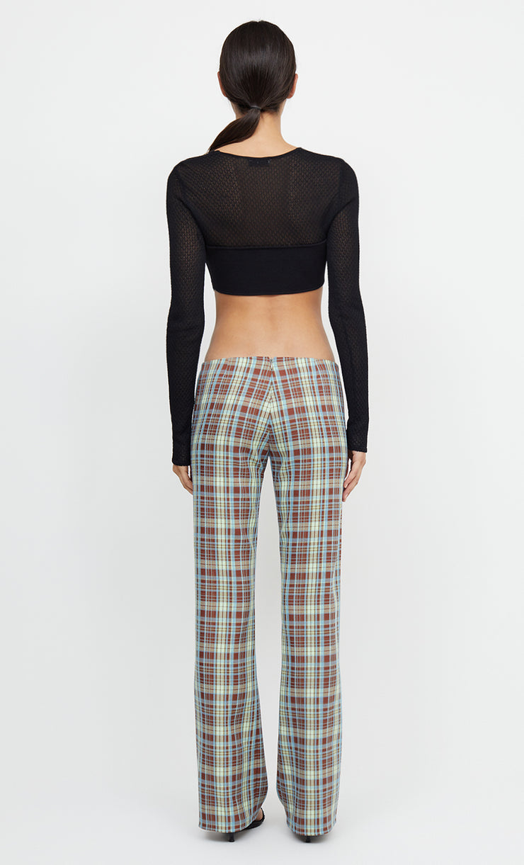 VERONICA LONG SLEEVE KNIT CROP TOP - BLACK