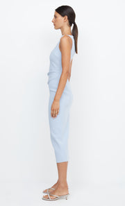 Be Mine High Neck Midi Bridesmaid Dress in Dusty Blue by Bec + Bridge