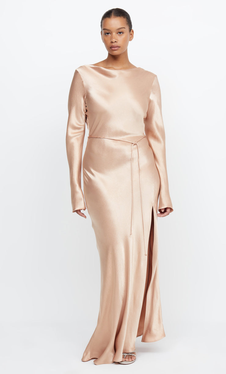 MOON DANCE LONG SLEEVE MAXI DRESS - ROSE GOLD – BEC + BRIDGE AU