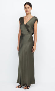 Moon Dance V Neck Maxi Bridesmaid Dress in Dark Willow Green by Bec + Bridge