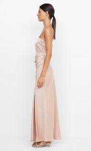 THE DREAMER STRAPLESS DRESS - ROSE GOLD