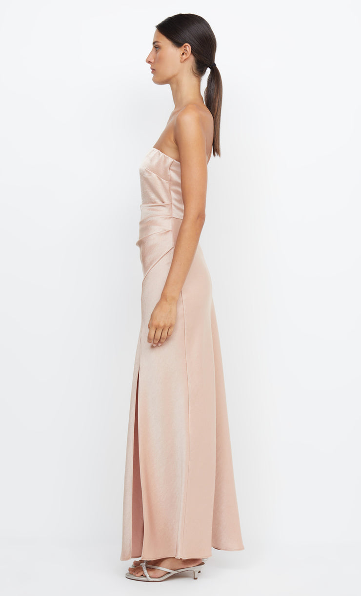 THE DREAMER STRAPLESS DRESS - ROSE GOLD