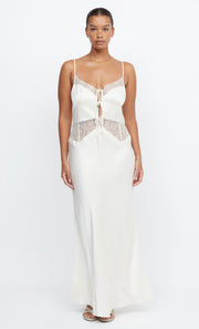 CELINE TIE MAXI DRESS - CREAM/CREAM