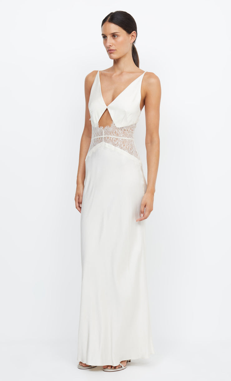 Celine Maxi Bride Bridesmaid Maxi Dress with Lace in Ivory by Bec + Bridge