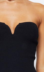VESNA STRAPLESS KNIT TOP - BLACK