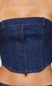 ROXANNE CORSET TOP - DENIM