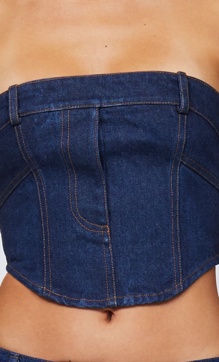 ROXANNE CORSET TOP - DENIM