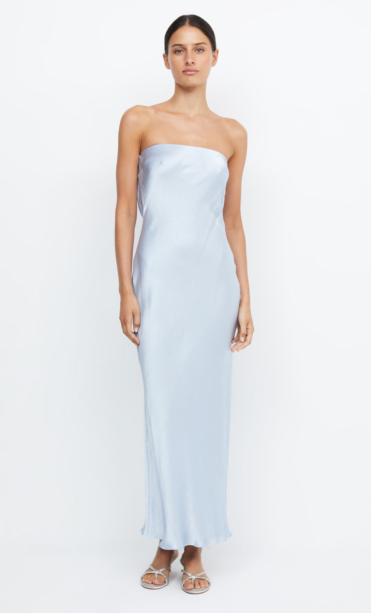 MOON DANCE STRAPLESS DRESS - DUSTY BLUE