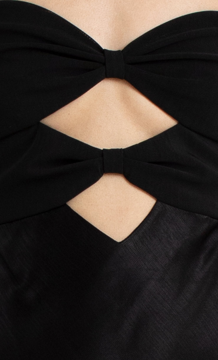 Halle Strapless Twist Cutout Maxi Dress in Black by Bec + Bridge Best Seller
