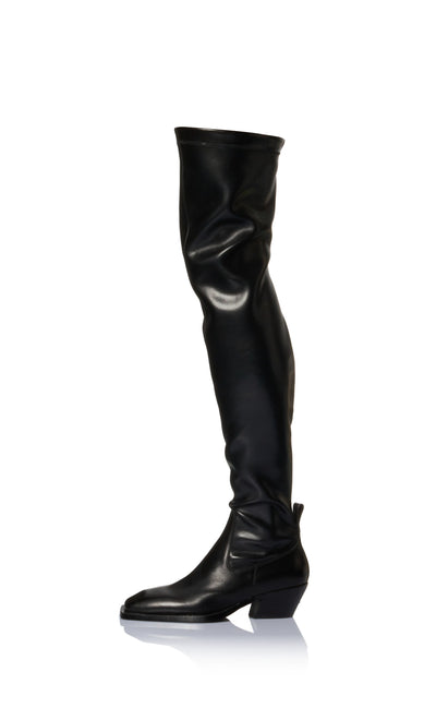 PEARLY THIGH HIGH BOOT - BLACK