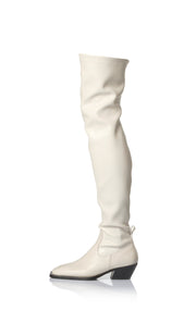 PEARLY THIGH HIGH BOOT - BONE