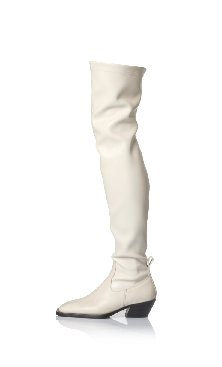 PEARLY THIGH HIGH BOOT - BONE