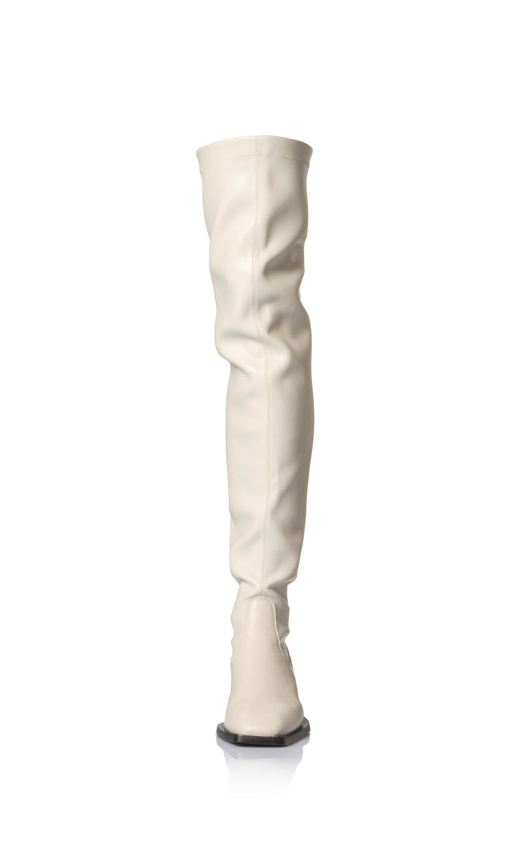 PEARLY THIGH HIGH BOOT - BONE
