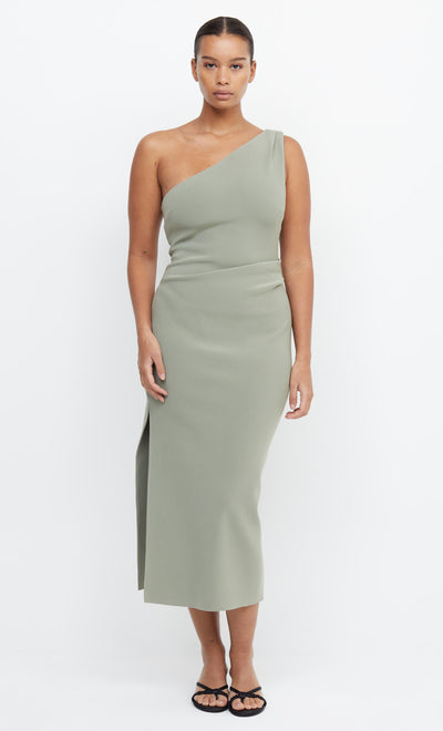 Be Mine Asym Midi Bridesmaids Dress in Sage by Bec + Bridge