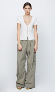 JACINTA SHORT SLEEVE KNIT TOP - IVORY