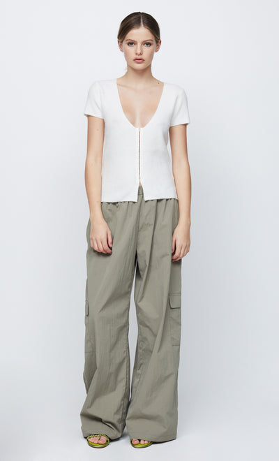 JACINTA SHORT SLEEVE KNIT TOP - IVORY