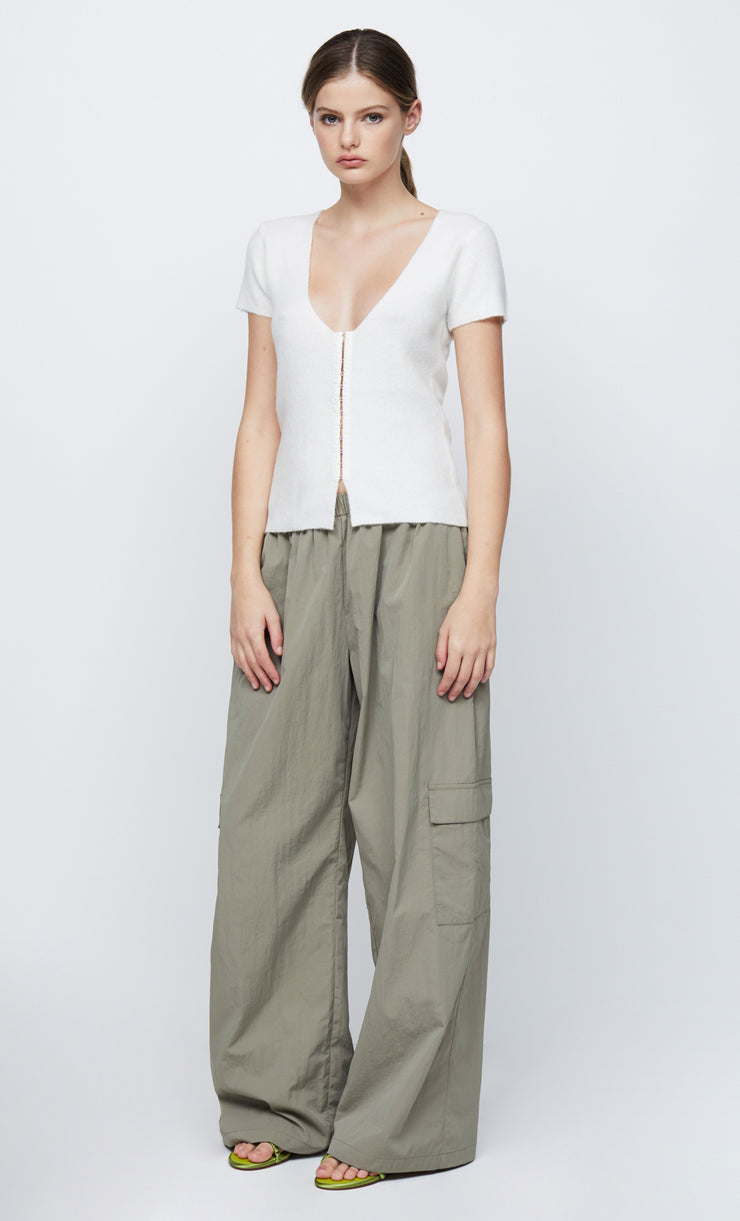 JACINTA SHORT SLEEVE KNIT TOP - IVORY