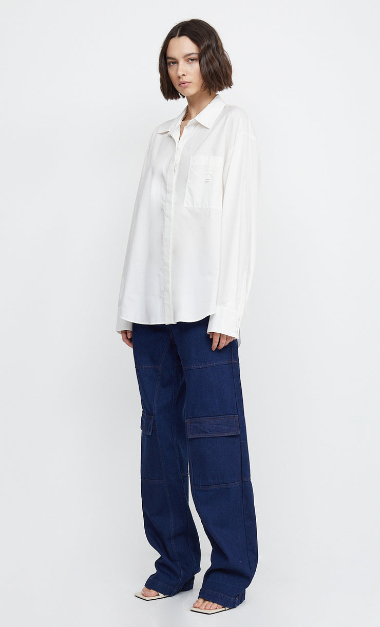 KELZIERA OPEN BACK SHIRT  - WHITE