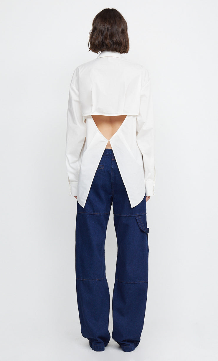 KELZIERA OPEN BACK SHIRT  - WHITE