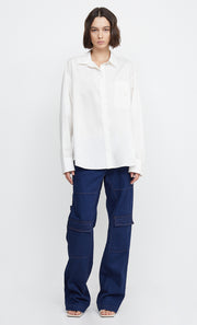 KELZIERA OPEN BACK SHIRT  - WHITE