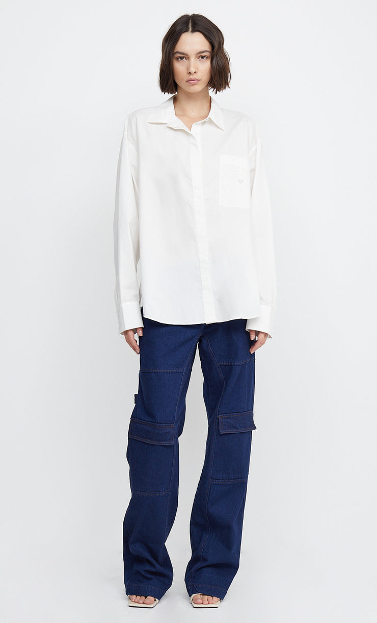 KELZIERA OPEN BACK SHIRT  - WHITE