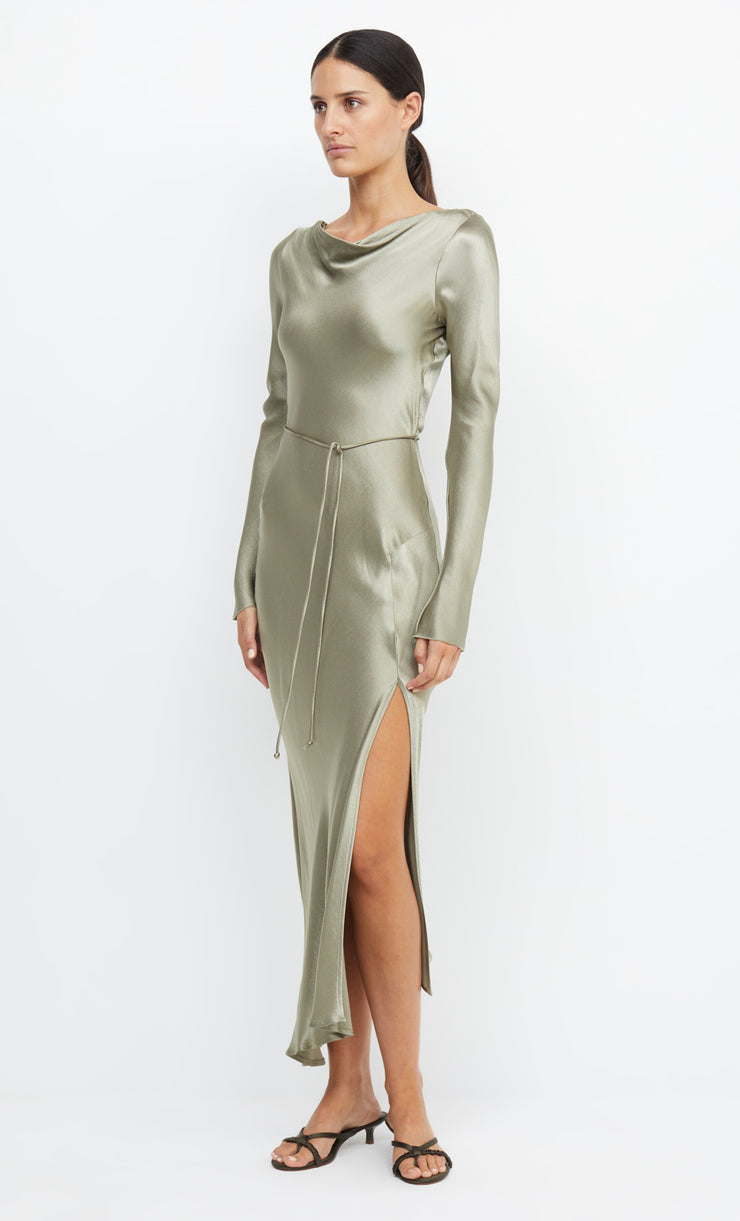 MOON DANCE LONG SLEEVE MAXI DRESS - SAGE