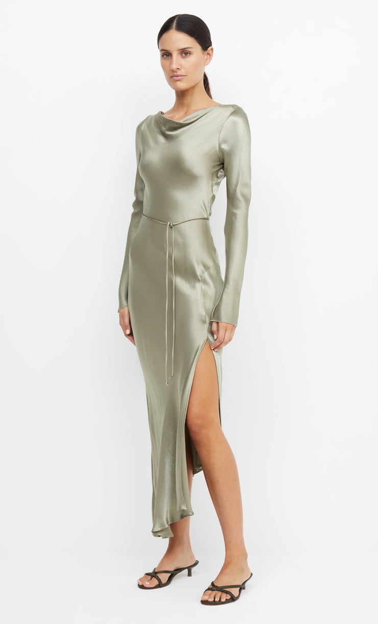 MOON DANCE LONG SLEEVE MAXI DRESS - SAGE